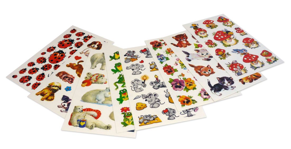 Sticker-Set Tiere, Pflanzen und Pilze